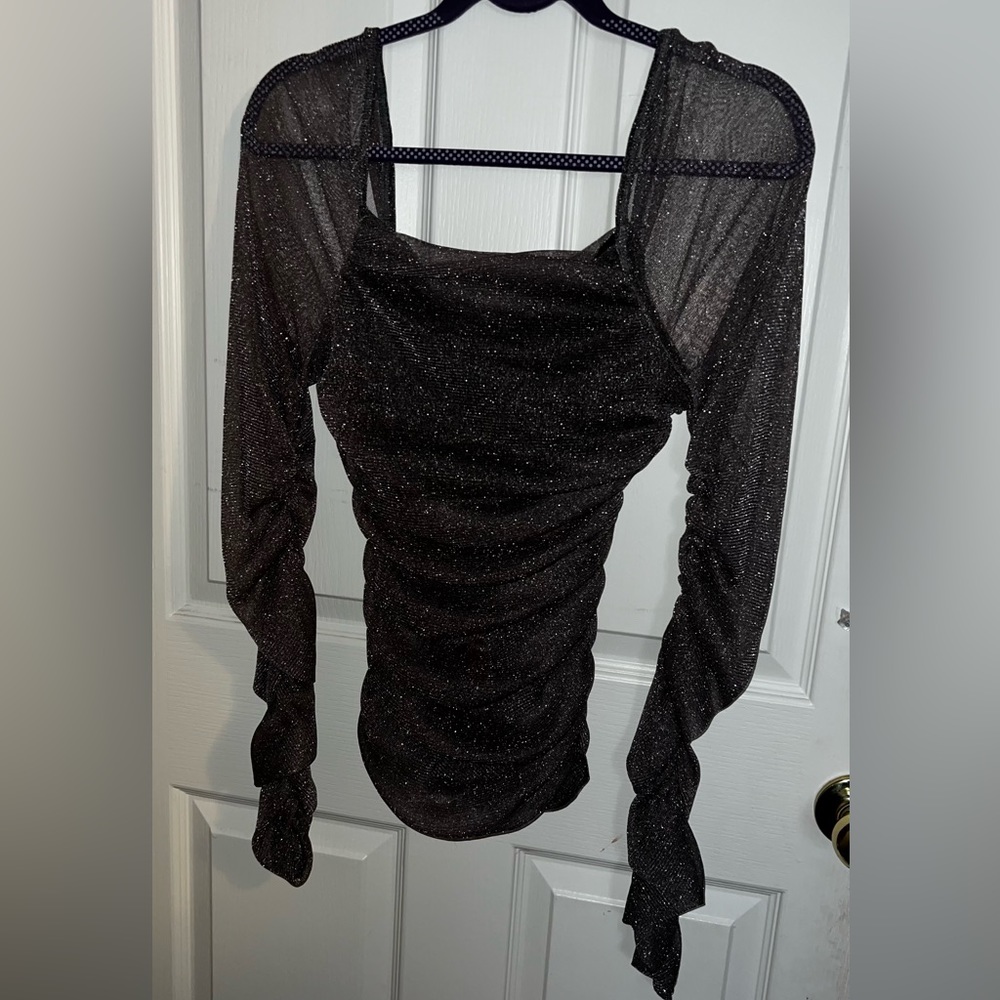 SHEIN ruched Glitter Top-never worn-size 1XL (14)